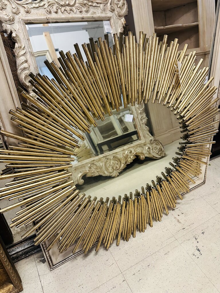 Sunburst Gold Metallic Painted Metal Mirror 40"