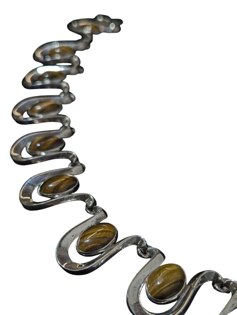 Sterling Silver Tiger's Eye Necklace Fidencio Serrano by Miss Daisy's Consignment & Auction House