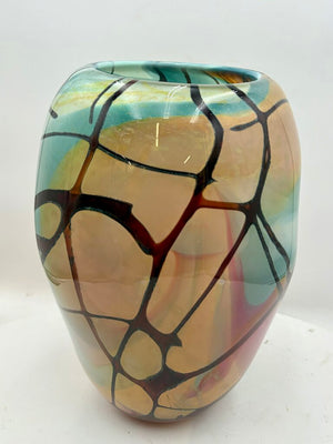 John Gerletti Abstract Blown Glass Art Vase 13.6"