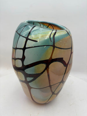 John Gerletti Abstract Blown Glass Art Vase 13.6"