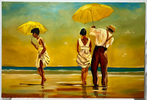 Student Art Replica Jack Vettriano "Mad Dogs" Oil on Canvas Unframed