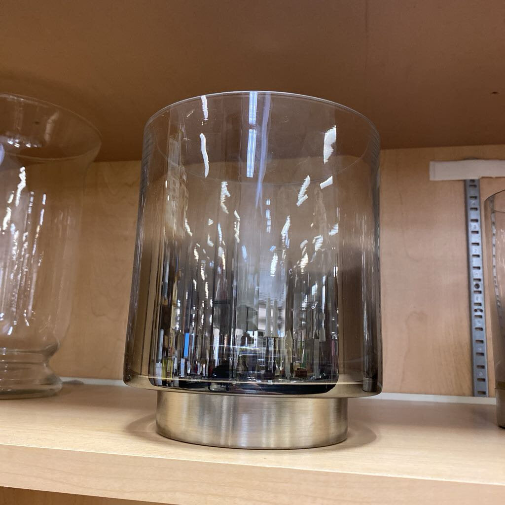 Gradient Smoked Glass Candle Holder 10"H
