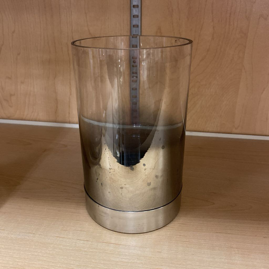 Gradient Smoked Glass Candle Holder 6.5"H