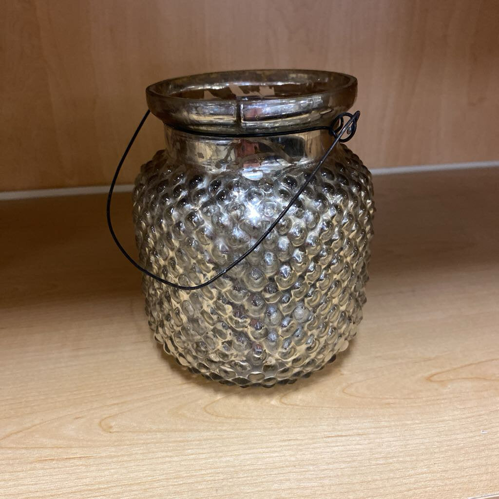 Mercury Glass Dimpled Votive Lantern 5"H