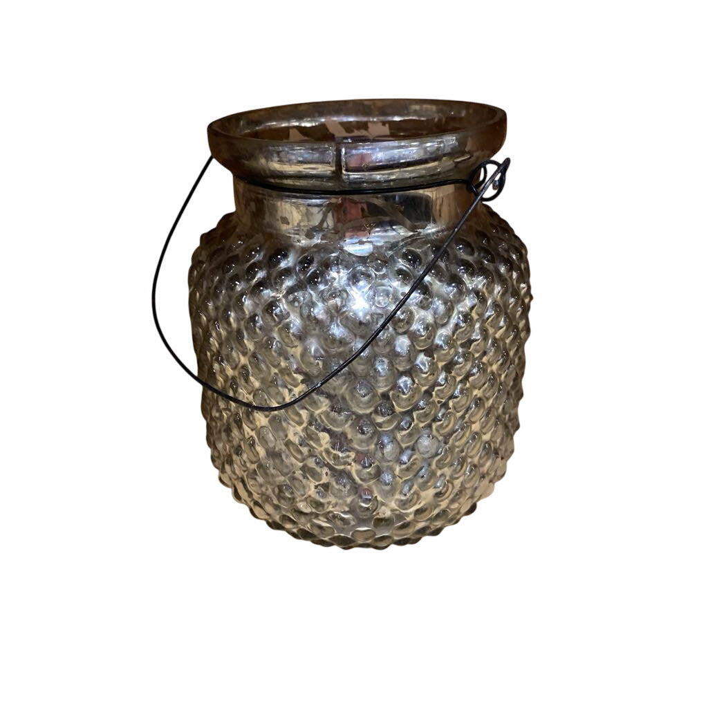 Mercury Glass Dimpled Votive Lantern 5"H