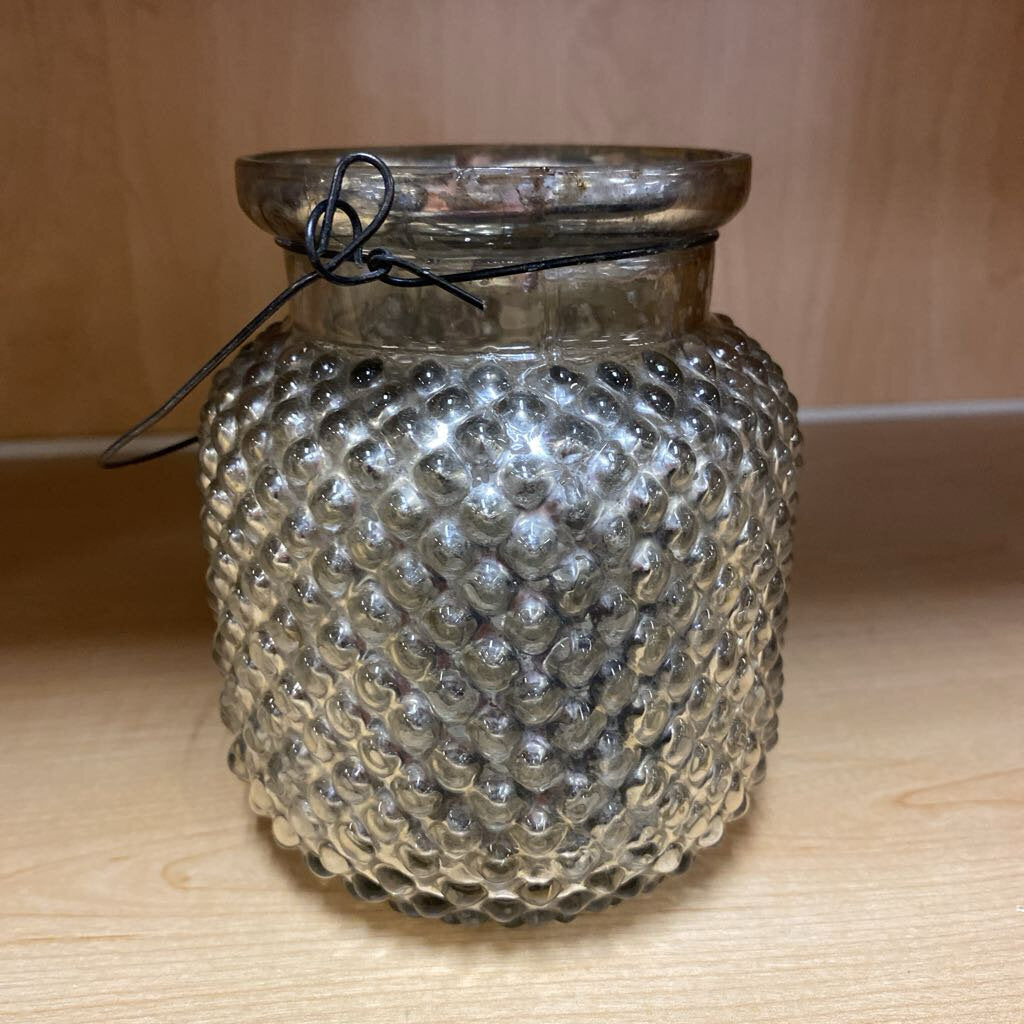 Mercury Glass Dimpled Votive Lantern 5"H