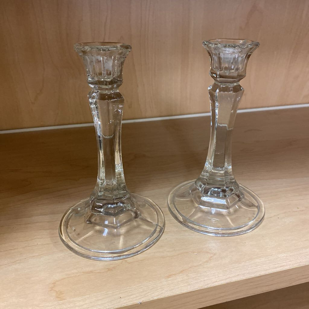 Glass Candle Holder (Pair)