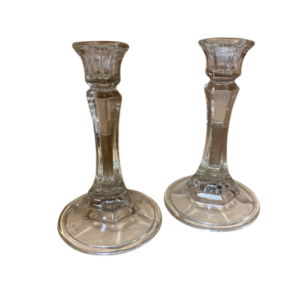 Glass Candle Holder (Pair) by Miss Daisy's Consignment & Auction House