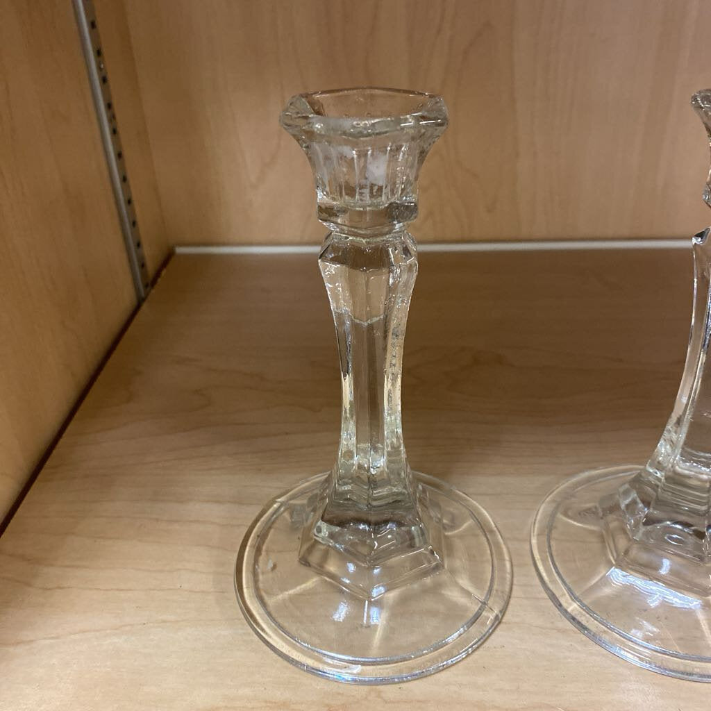 Glass Candle Holder (Pair)