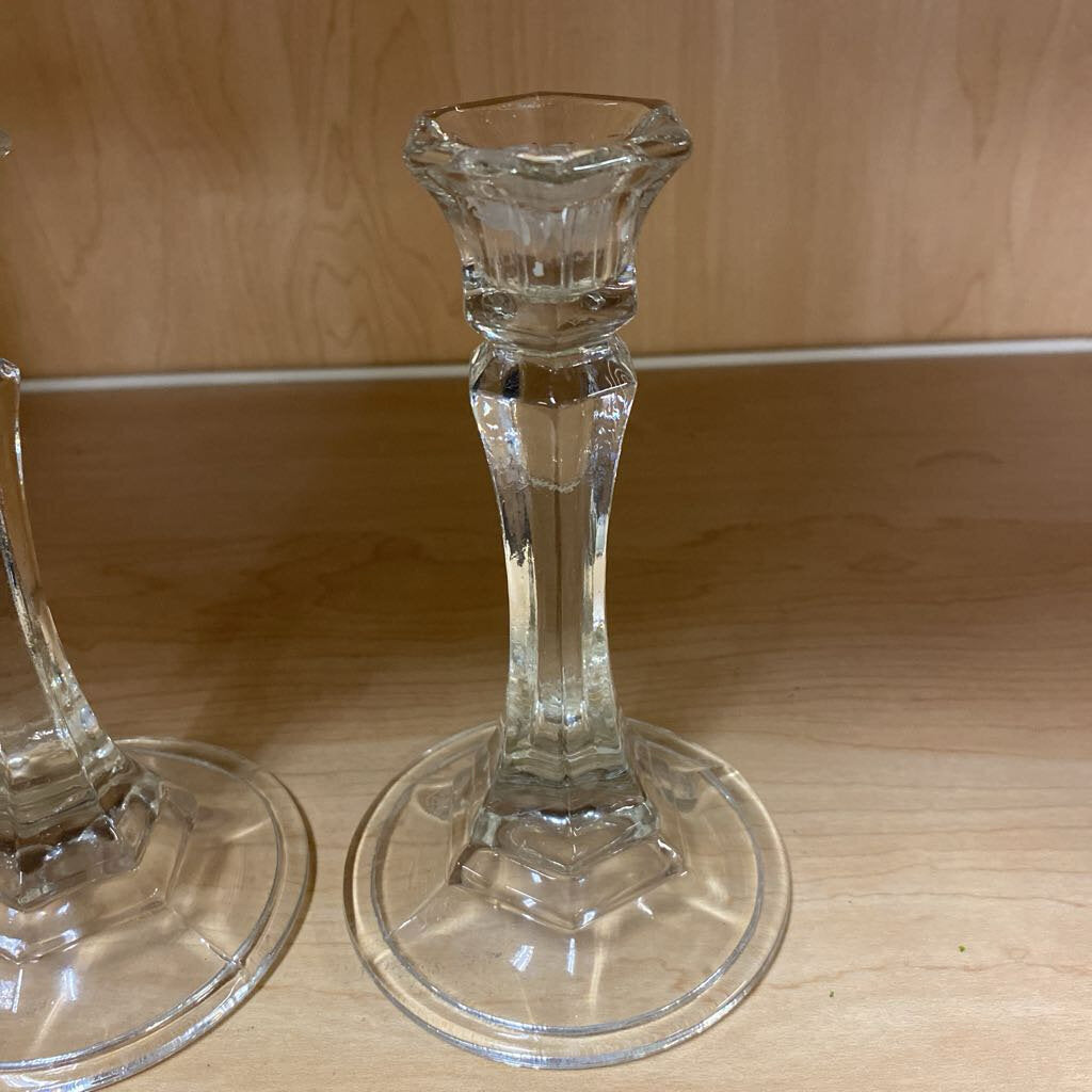 Glass Candle Holder (Pair)