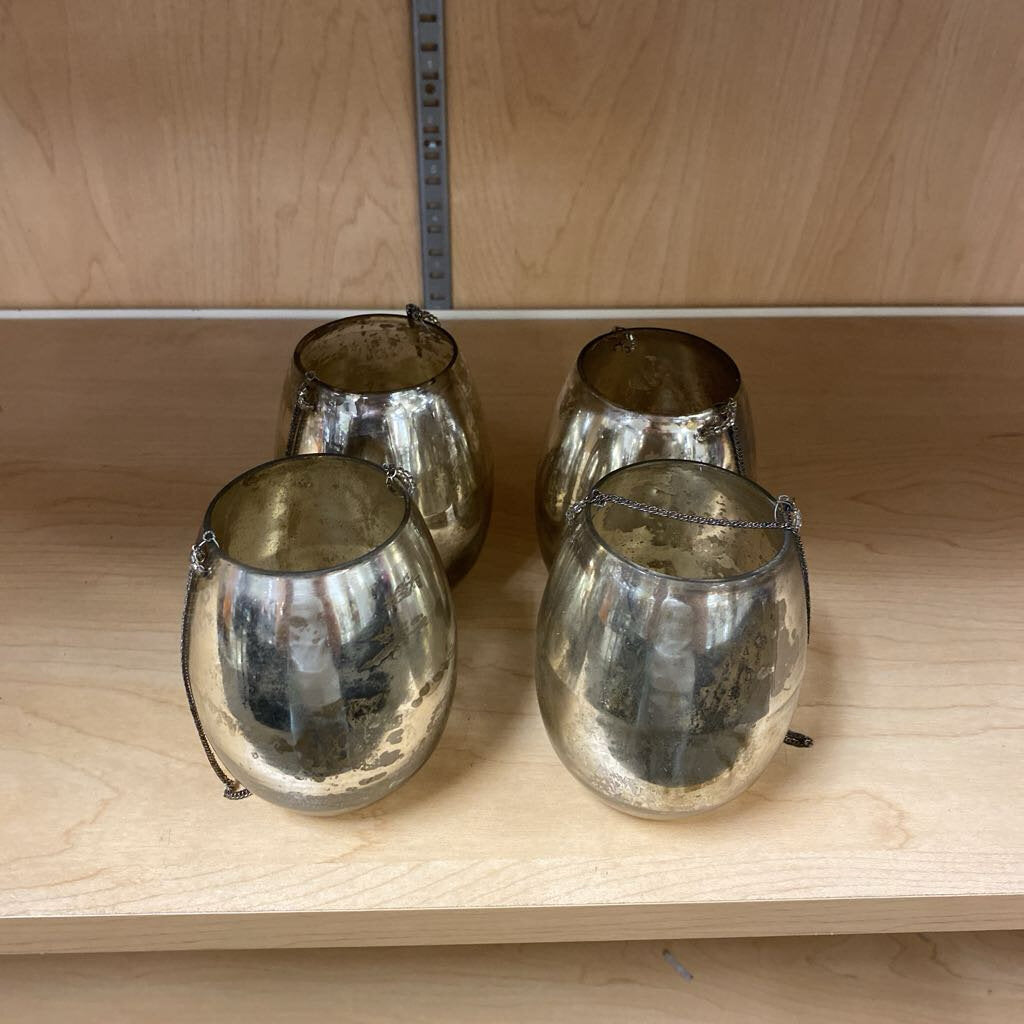 Mercury Glass Style Votive Lantern (Set of 4)