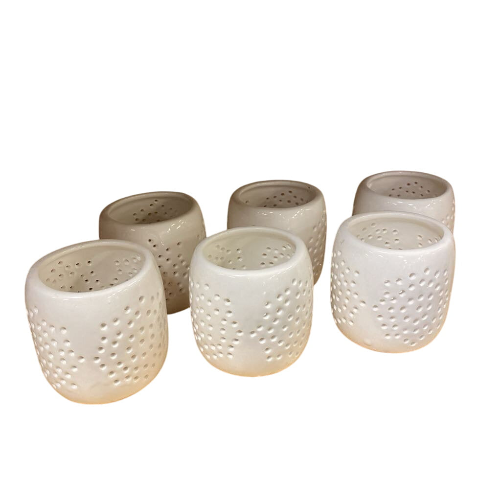 White Tealight Candle Holder (Set of 6) by Miss Daisy's Consignment & Auction House