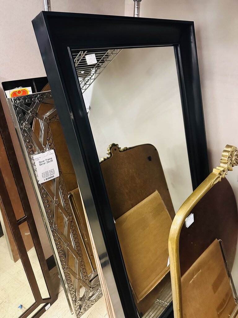 Restoration Hardware Black Wooden Mirror 26x48