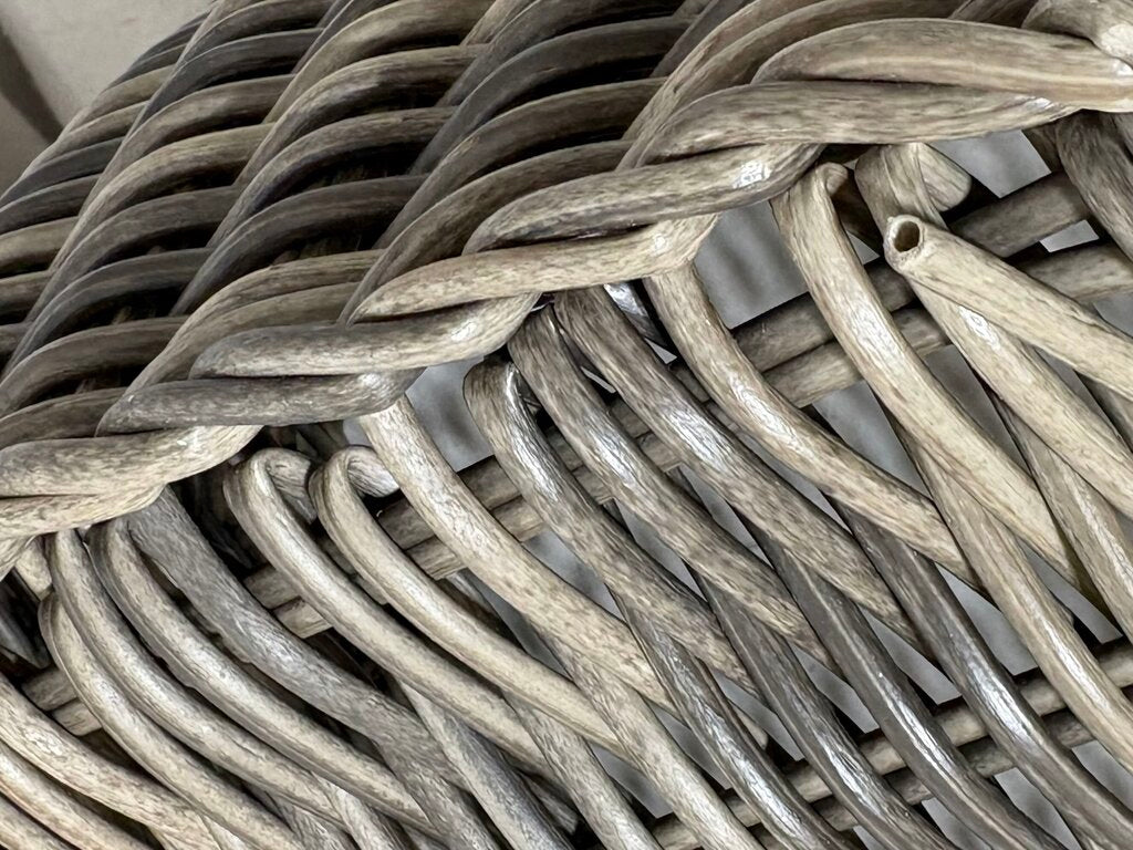 Gray Faux Wicker Handled Basket