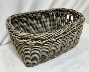 Gray Faux Wicker Handled Basket