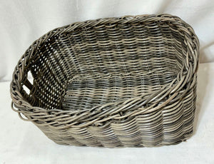 Gray Faux Wicker Handled Basket