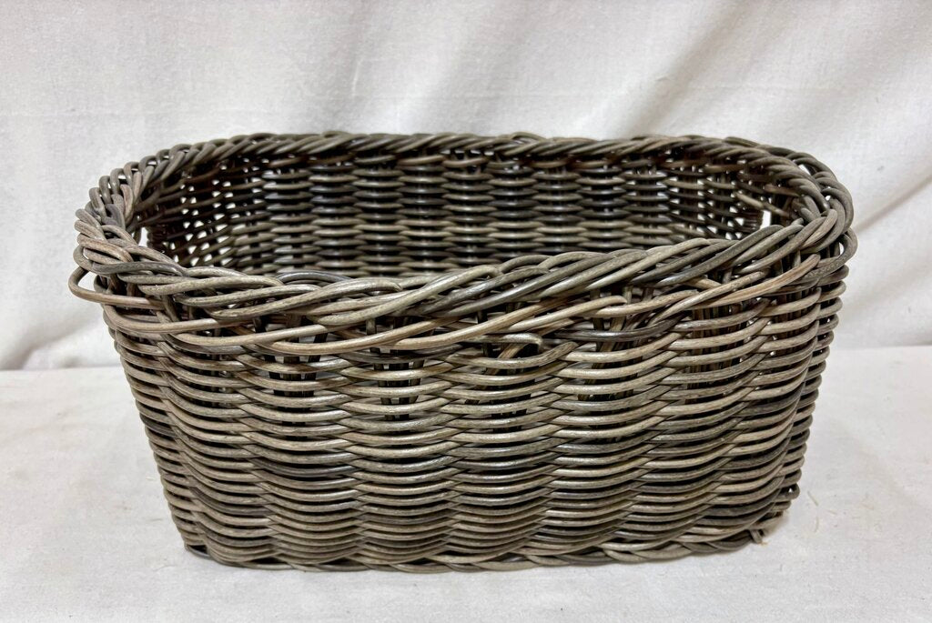 Gray Faux Wicker Handled Basket