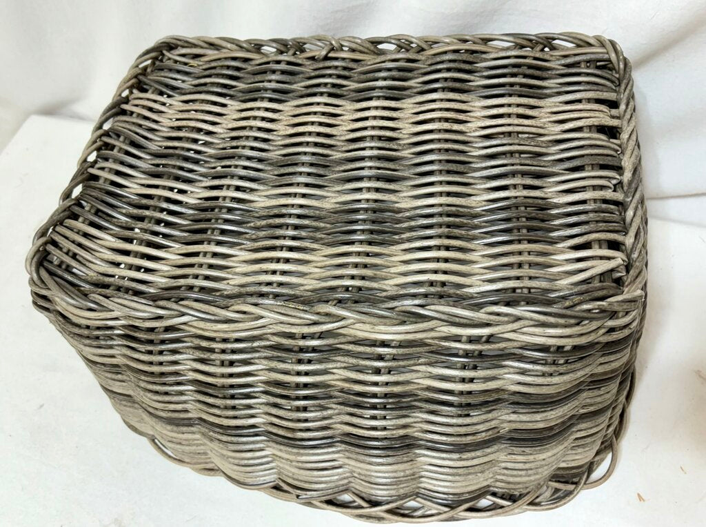 Gray Faux Wicker Handled Basket