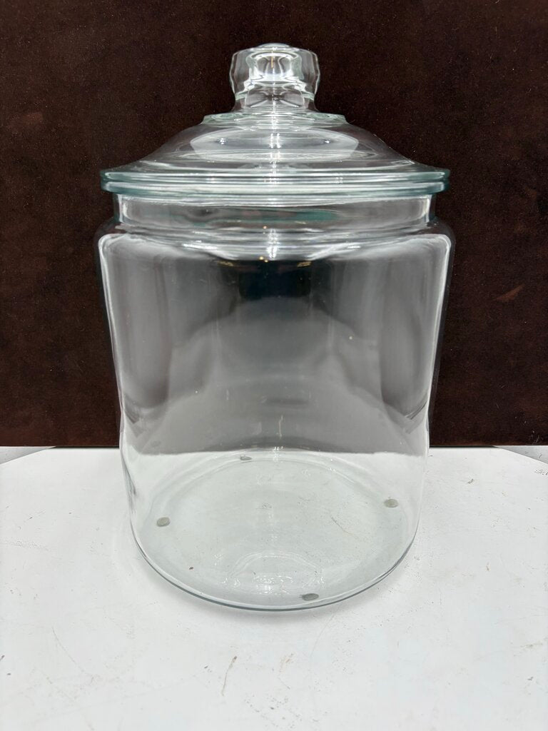 Clear Glass Lidded Cookie Jar 13.5"