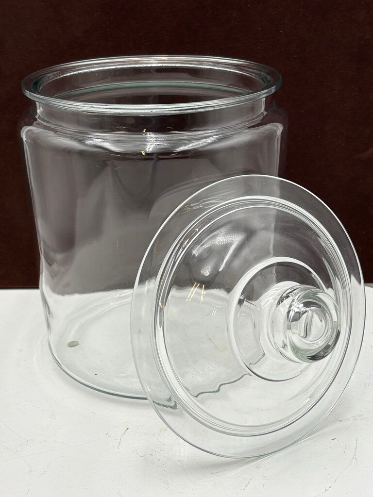 Clear Glass Lidded Cookie Jar 13.5"