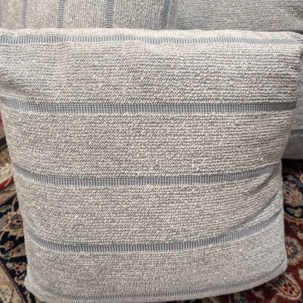 Silver/Blue Striped Designer Pillow 20x20