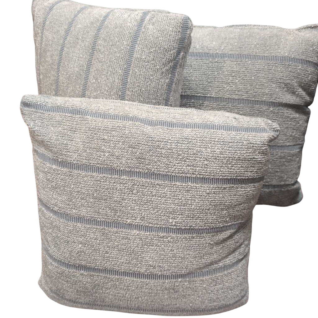 Silver/Blue Striped Designer Pillow 20x20 by Miss Daisy's Consignment & Auction House