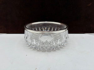 Althea Cut Glass Round Silver-plate Rim Bowl 7"