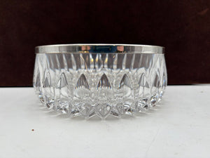 Althea Cut Glass Round Silver-plate Rim Bowl 7"