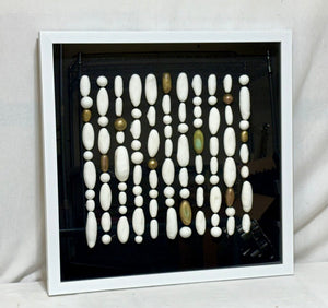 Huji White Gold Clay Beads Shadow Box Wall Decor