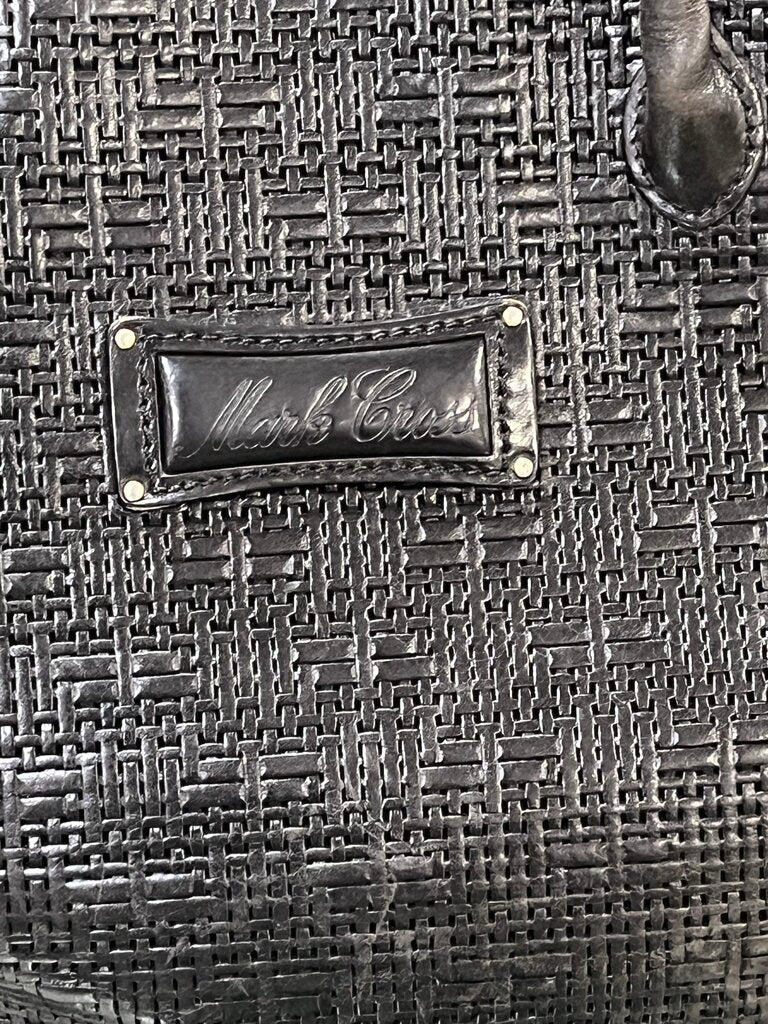Mark Cross Black Leather Woven Tote