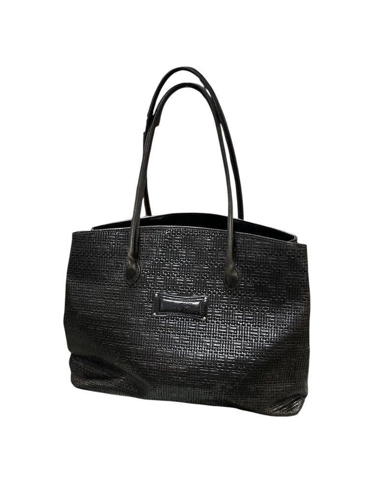 Mark Cross Black Leather Woven Tote