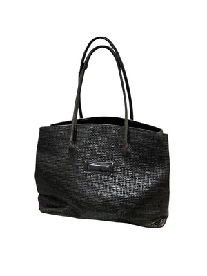 Mark Cross Black Leather Woven Tote