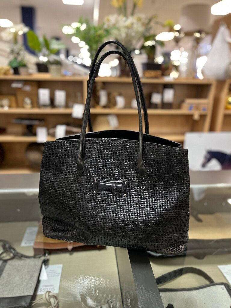 Mark Cross Black Leather Woven Tote