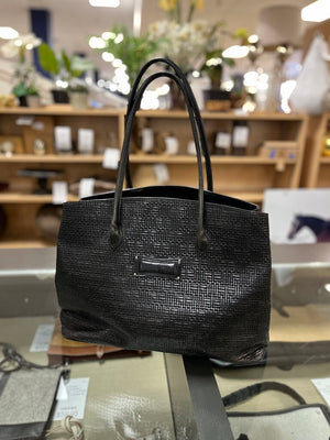 Mark Cross Black Leather Woven Tote