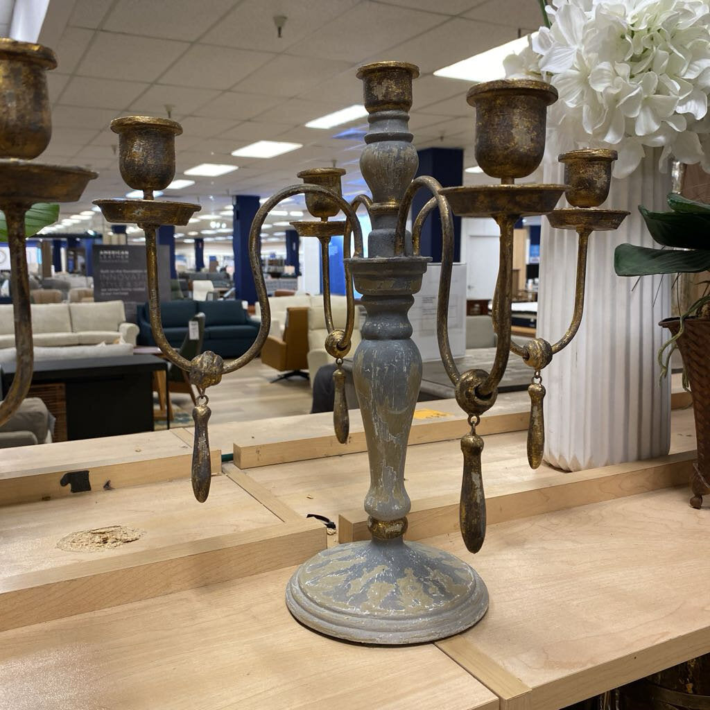Distressed Wooden Candelabra