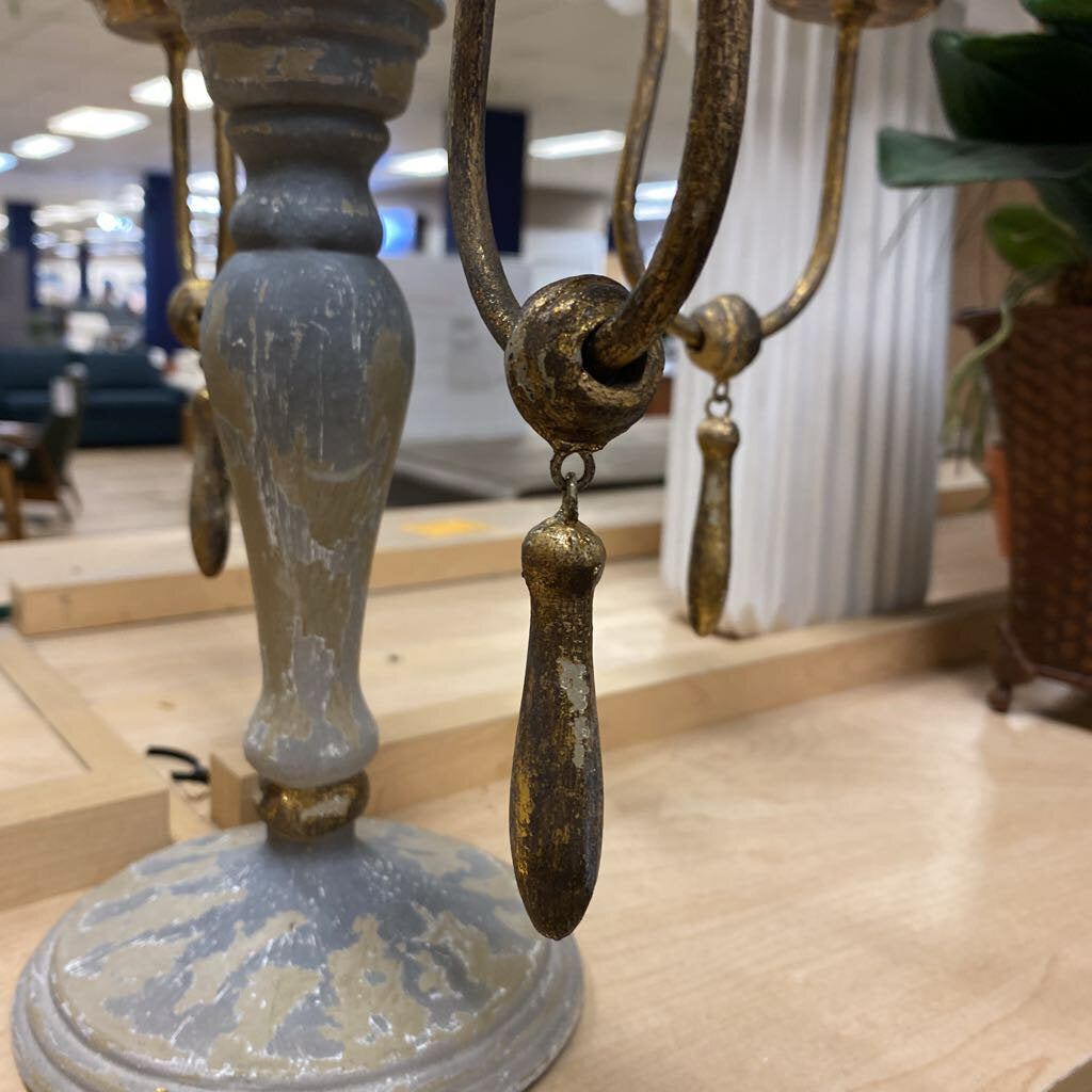 Distressed Wooden Candelabra