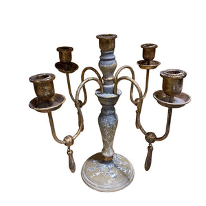 Distressed Wooden Candelabra by Miss Daisy's Consignment & Auction House