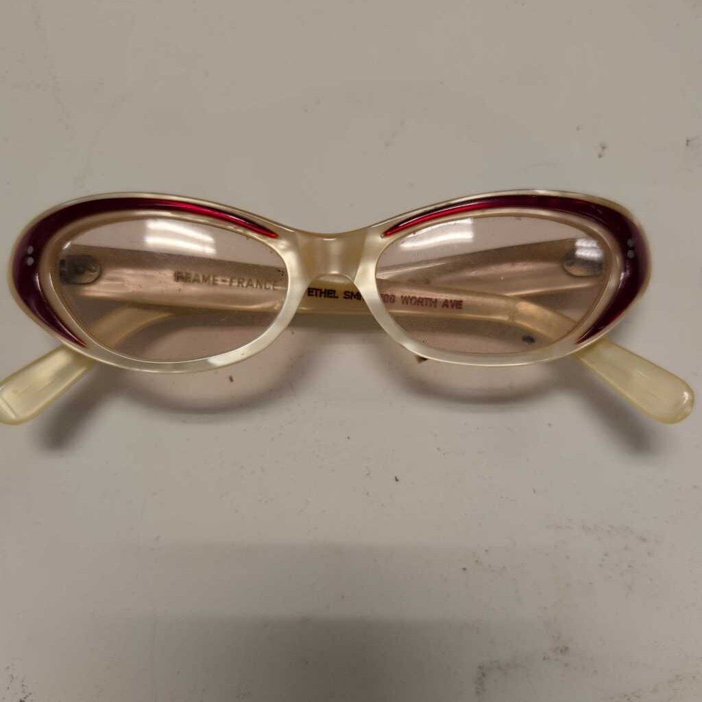 Vintage Iridescent & Red Cat Eye Glasses