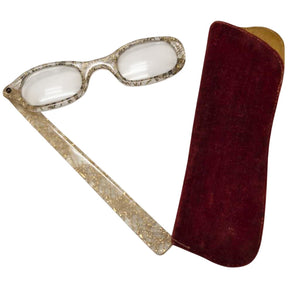 Vintage Gold Lorgnette Glasses w/Velvet Case