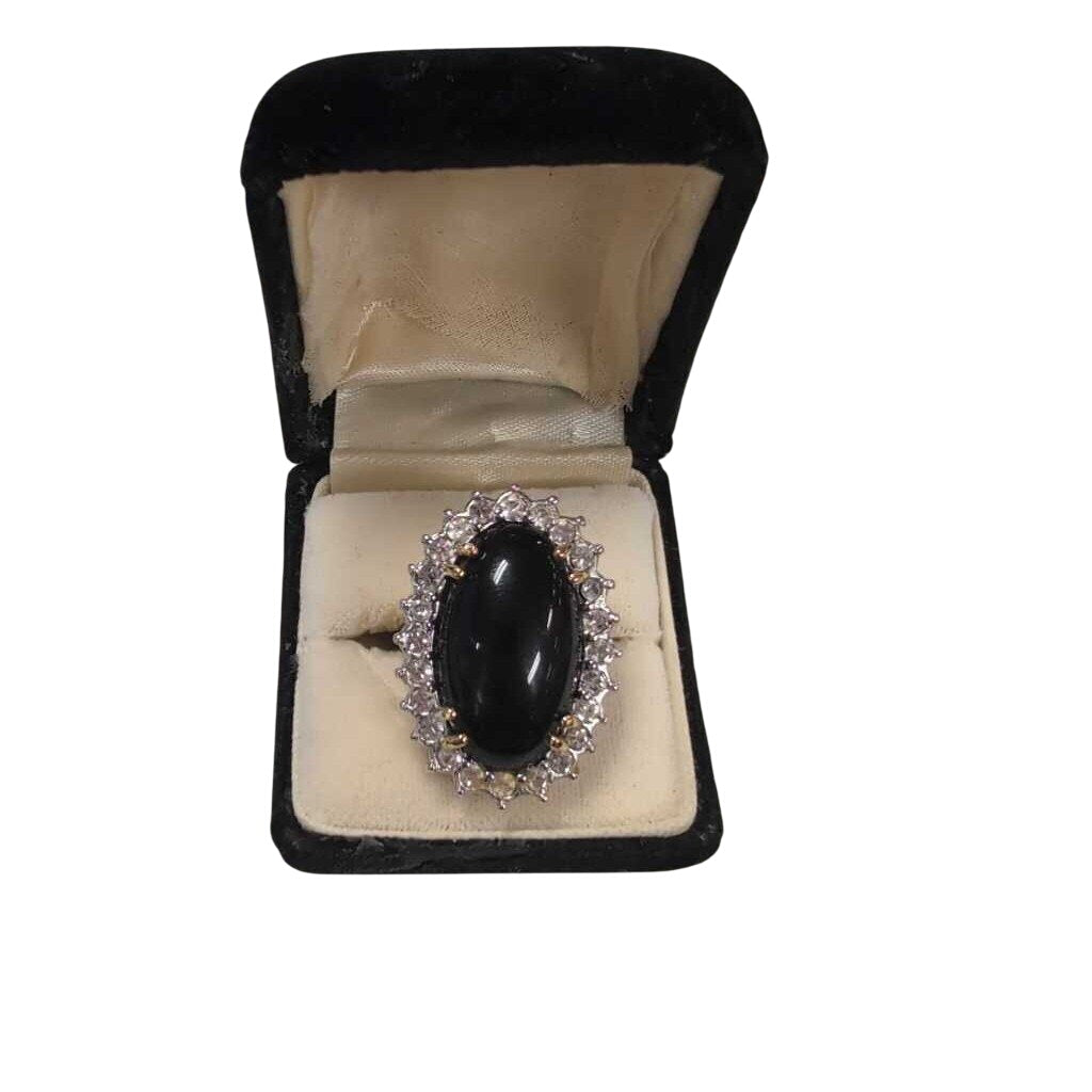 18K Gold Plated Black Stone w/Rhinestones by Miss Daisy's Consignment & Auction House