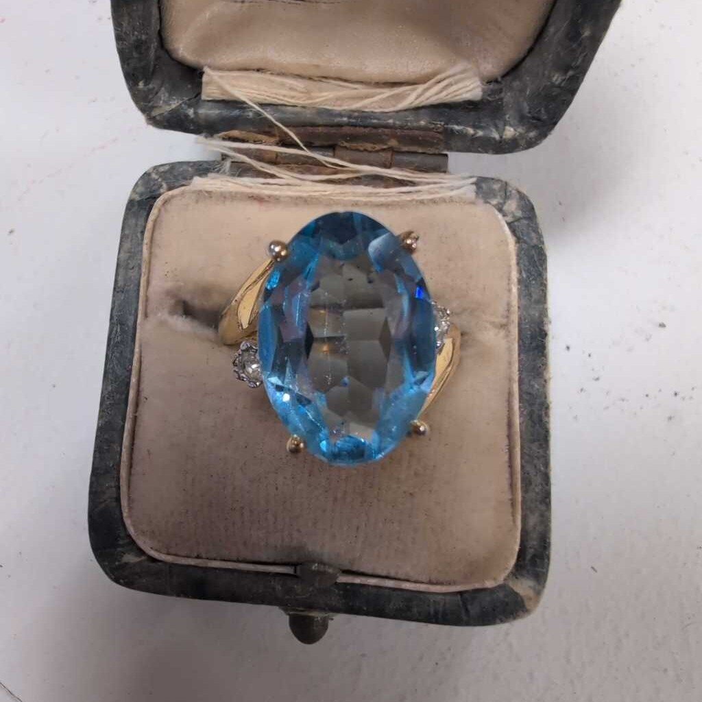Gold Plated Aquamarine Ring