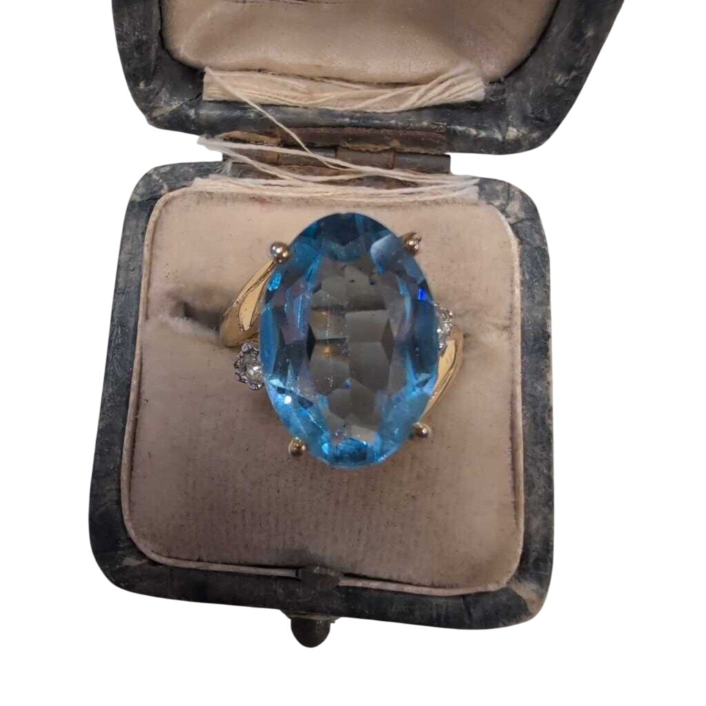 Gold Plated Aquamarine Ring by Miss Daisy's Consignment & Auction House