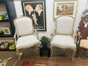 French Upholstered & Wood Chairs (pair)