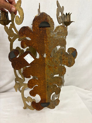 Custom Hand Made Plasma Cut French Style Bronze Finish 3 Candle Wall Sconce (PAIR)