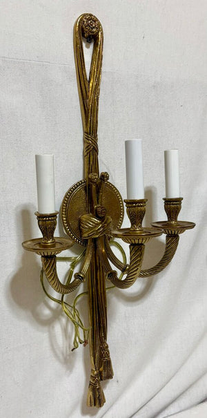 Spanish 3 Light Brass Empire Wall Sconce (PAIR)