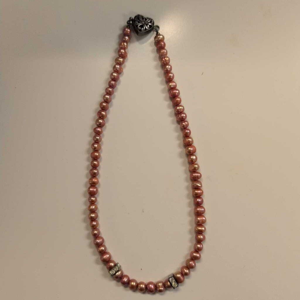 Pink Dyed Fresh Water Pear Necklace 16 inch