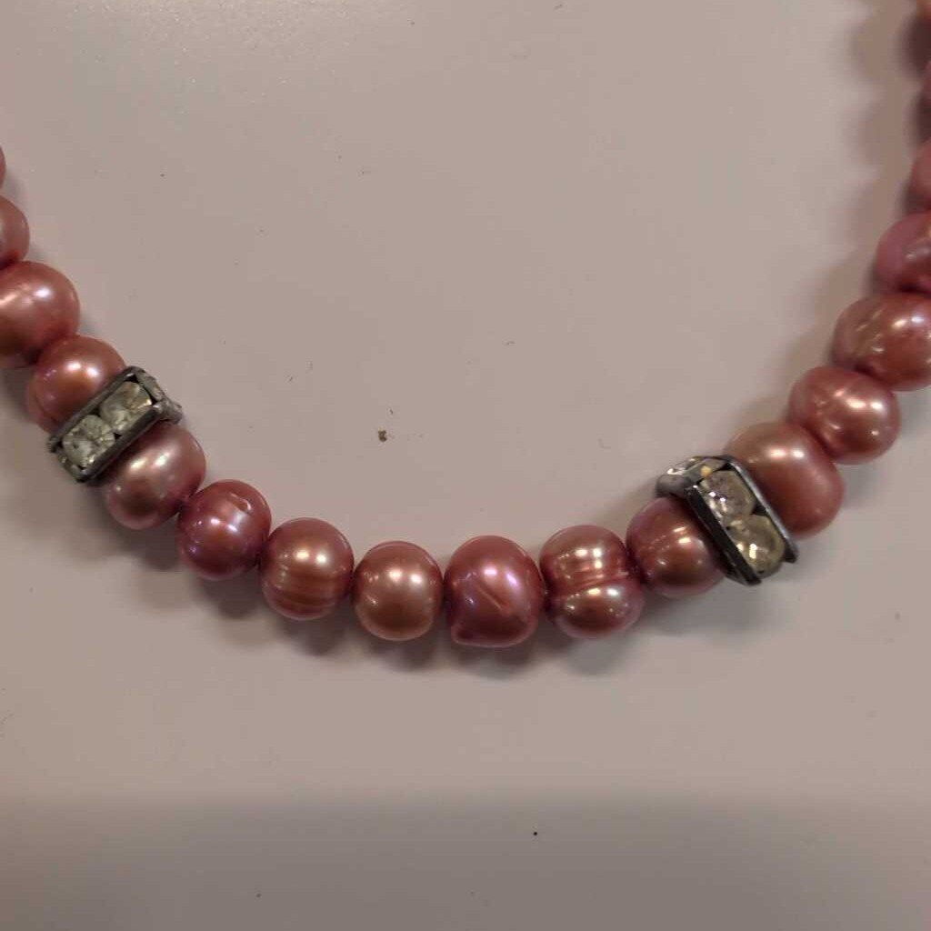 Pink Dyed Fresh Water Pear Necklace 16 inch