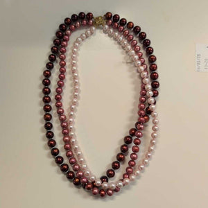 3 Strand Dyed Pearl Necklace 16 Inch