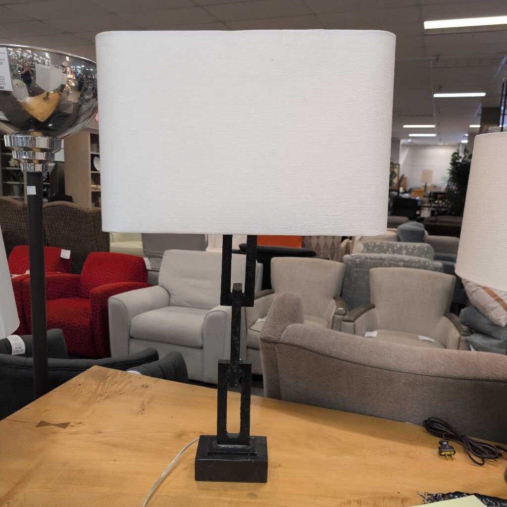 Brutalist Style Iron Table Lamp 34inch Tall