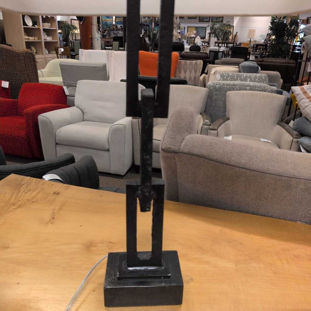 Brutalist Style Iron Table Lamp 34inch Tall